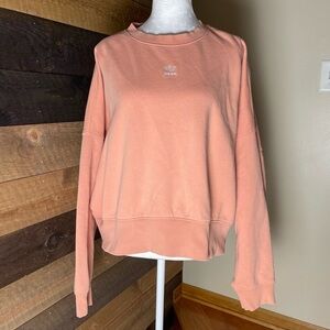 Adidas Coral Light Orange Cropped Oversized Sweatshirt Size Large